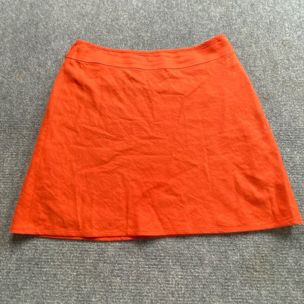 Talbots Skirt Womens 16P Orange Pure Irish Linen Preppy Classic Summer‎ Resort